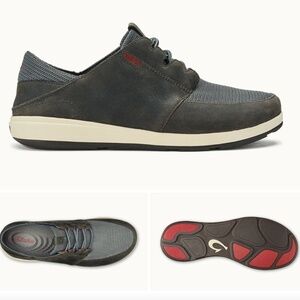 Olukai Men’s Makia Lace Shoes Charcoal Size 10